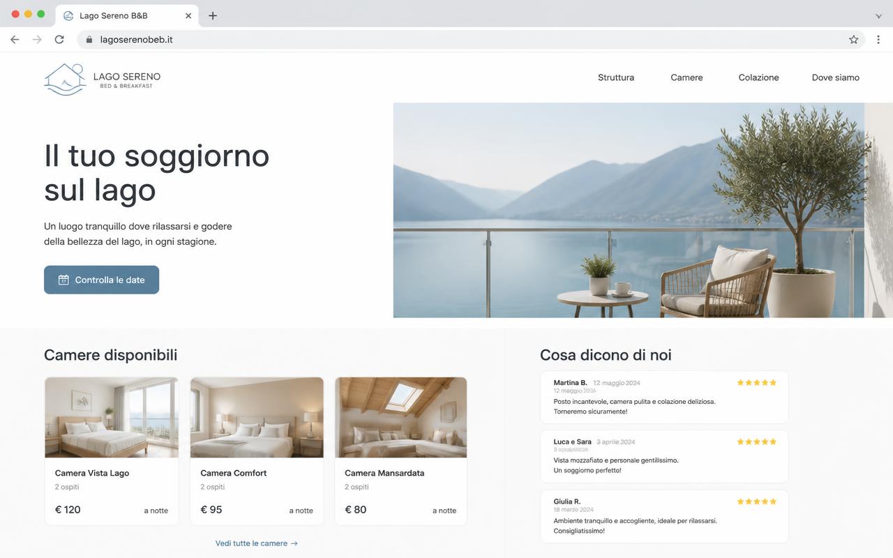 Seconda demo B&B: variante minimale con recensioni e camere