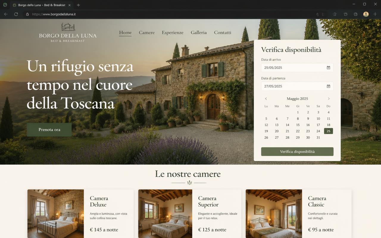 Home della demo B&B con box disponibilità