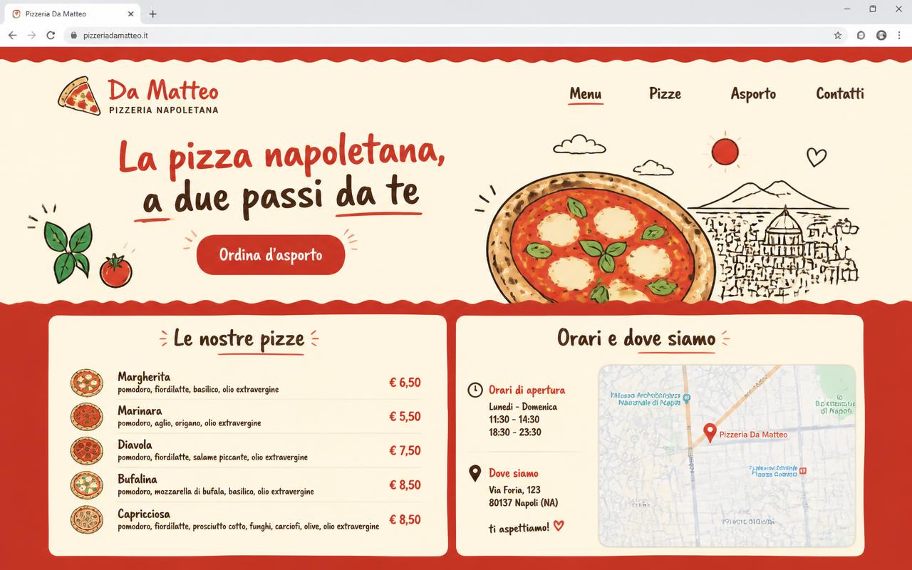 Seconda demo ristorazione: pizzeria con menù e asporto