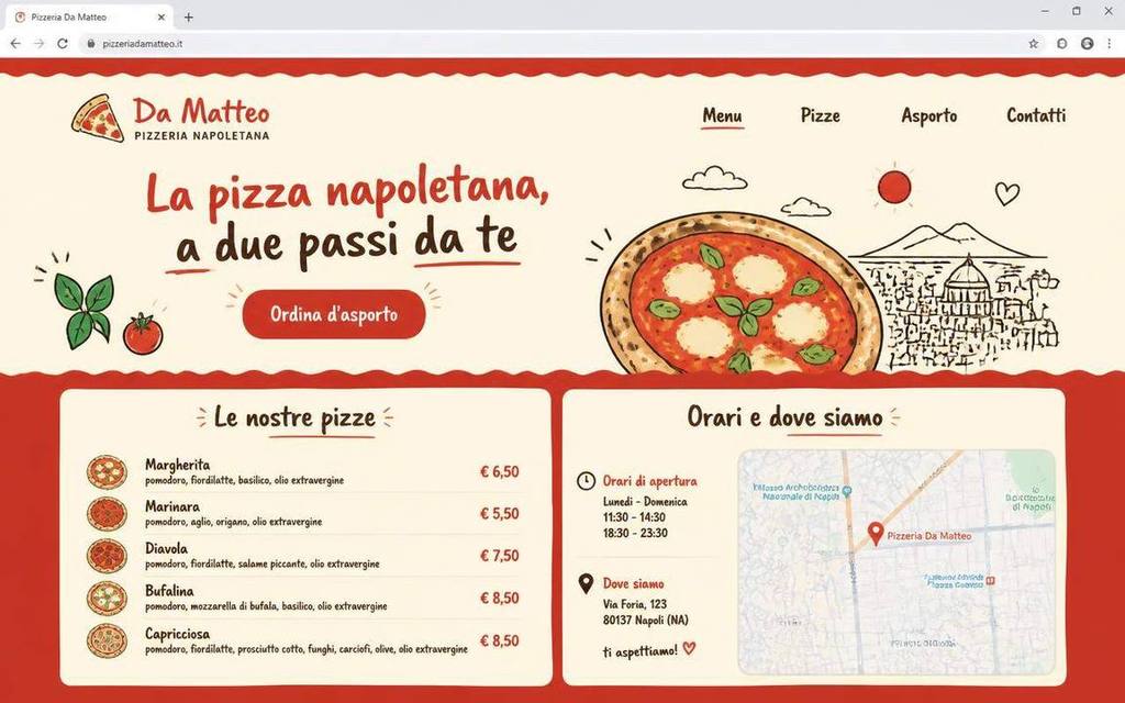 Seconda demo ristorazione: pizzeria con menù e asporto